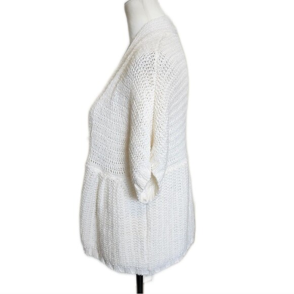 Chico's Open Front Acrylic Cardigan Sweater, White/Cream, Small - Picture 2 of 7